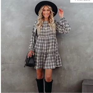 VICI URIKA COTTON BLEND
PLAID BABYDOLL DRESS Large